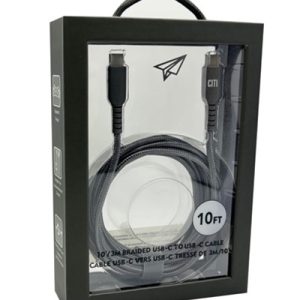 First Class 10FT Woven USB-C to USB-C Charging Cable (Grey)
