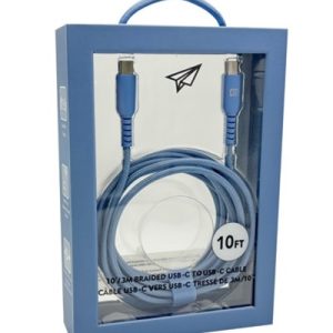 First Class 10FT Woven USB-C to USB-C Charging Cable (Blue)