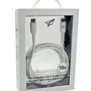 First Class 10FT Woven USB-C to USB-C Charging Cable (White)