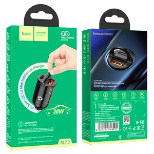 30W Dual Port USB-C + USB-A Car Adapter