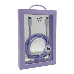First Class 6FT Woven USB-C to USB-C Charging Cable (Purple)